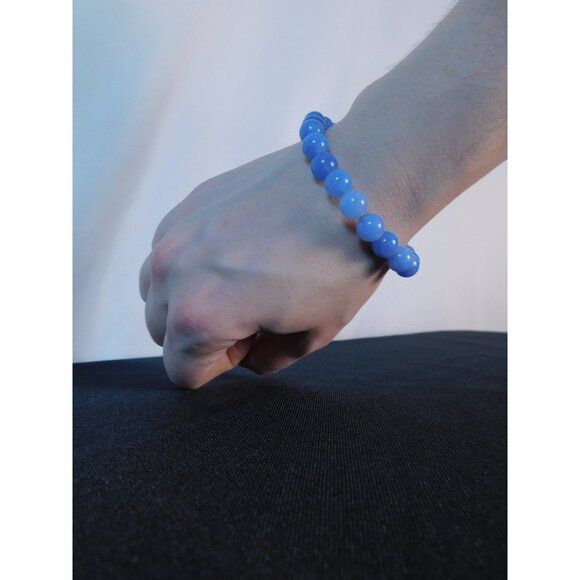 Aquamarine Bead Bracelet Stretch Calming Stone Meditation Cleansing Serenity Yog - Picture 11 of 12